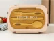 Lunch Box with Compartments and Cutlery, Brown