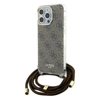 Apple iPhone 15 Pro 6.1'' Guess Crossbody Cord 4G Print Case Cover, Brown