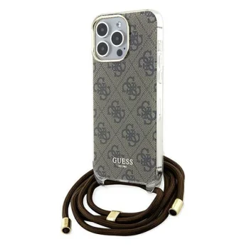 Guess iPhone 15 Pro Max Case Crossbody Cord 4G Print, Brown