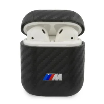 BMW dėklas Apple AirPods 1/2 ausinėms M Collection PU Carbon, juodas