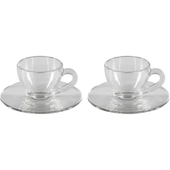Bialetti ISTITUZIONALE Espresso Cup and Saucer Set, 2 Pieces, Glass
