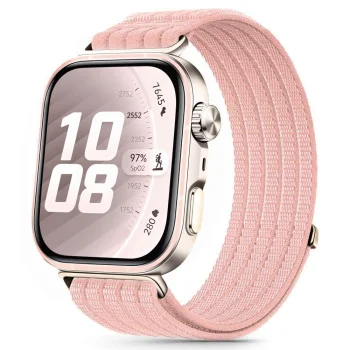 Tech-Protect Nylon Watch Strap for Huawei Watch Fit 3 / 4 / 5, Light Pink