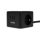 Huslog Cube Extension Cord with LED Light HUS1001, Black