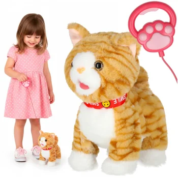 Interactive Toy Kitten on a Leash, Beige