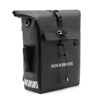 Rockbros 2-in-1 Bike Pannier Bag & Backpack 18L, Waterproof, Black