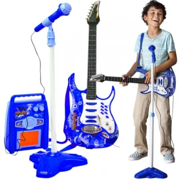 Iso Trade Kids Electric Guitar with Microphone and Amplifier, Blue
