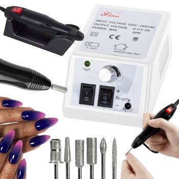 Professional Electric Nail Drill Machine for Manicure Pedicure, E-File Kit with Bits, white