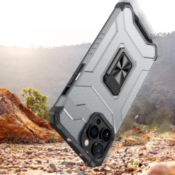 Dėklas iPhone 12 Pro su žiedo laikikliu Crystal Ring Case, mėlynas