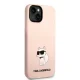 Karl Lagerfeld Silicone Case for iPhone 14 Plus with Choupette Icon Pink