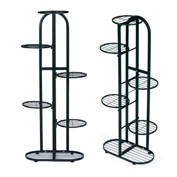 ModernHome PJJPS0014 Metal Flower Stand, 6 Levels, Black
