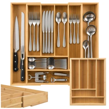 Zortiva Expandable Bamboo Cutlery Drawer Organizer