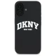 DKNY iPhone 16 Case Silicone White Printed Logo MagSafe, Black