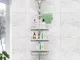 Telescopic Corner Bathroom Shelf, 4 Tiers, White
