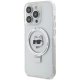 Karl Lagerfeld iPhone 15 Pro Case Ring Stand Choupette Head MagSafe, White
