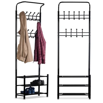 Modernhome Clothes Rack with Shoe Shelves, Black