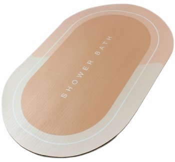 Quick Drying Oval Bathroom Mat Rug, Brown