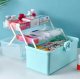 Large Medicine Organizer Box with Lock and Handle, Blue