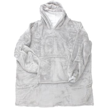 Silts plīša pledi-bluza ar kapuci un lielu kabatu, pelēks