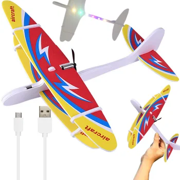 Flying Foam Airplane with Electric Motor, LED and USB
