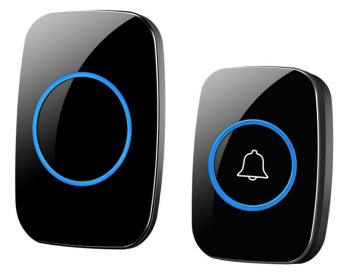 Wireless Doorbell Waterproof with 65ft Range and 60 Chimes, black