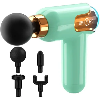 Mini Massage Gun, Portable Massager with 4 Attachments, Green