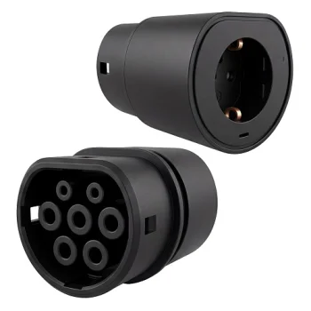 V2L iškrovimo adapteris iš Type 2 į Schuko lizdą, 16 A, 3.6 kW, juodas