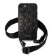 Apple iPhone 14 Plus 6.7\'\' Karl Lagerfeld Monogram Plaque Logo Strap Case Cover (KLHCP14MSTMK), Black