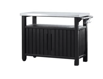Keter Unity XL 207L Multifunctional Storage Box with Table Top, Gray Anthracite