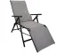 Folding Camping Lounge Chair Adjustable Garden Beach Recliner, Black White Plaid