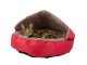 Soft pet house bed for cat or dog with removable roof, red