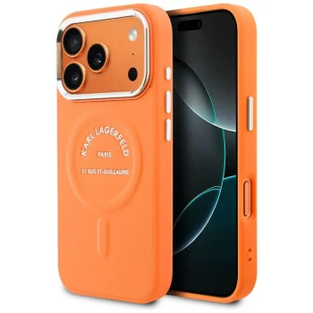 Karl Lagerfeld Karl RSG Logo MagSafe Case for iPhone 17 Pro, Orange