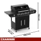 Gas Grill 4+1 17kW Kaminer Varen 5.0 Cast Iron Grate, Black