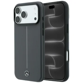 Mercedes Leather Semi Wrap Iconic Line MagSafe Case for iPhone 18 Pro / 17 Pro, Anthracite