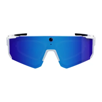 Colmi V06 AI Sports Sunglasses with Camera, White / Blue Lenses