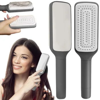Self-Cleaning Hair Brush, Anti-Static, Dark Grey