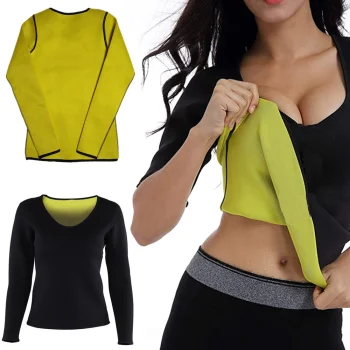 Women's Neoprene Fitness Long Sleeve Shirt, Black, XXL