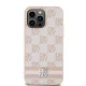 DKNY iPhone 14 Pro Max Case Checkered Mono Pattern & Printed Stripes, Pink