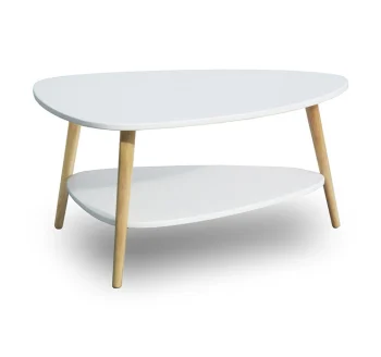 ModernHome Coffee Table with Shelf, White