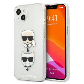 Karl Lagerfeld iPhone 13 mini Case Glitter Karl's & Choupette, Silver