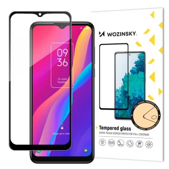 Tempered Glass Screen Protector for TCL 30E Wozinsky Full Glue Black Frame