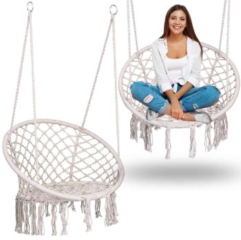 Sofotel BOHO Hanging Hammock Chair Swing for Patio and Bedroom, Beige