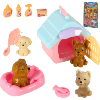 Dog SPA Beauty Salon Playset with Figures and Accessories, 14 Pieces