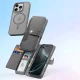 Dux Ducis Lawa Leather Case with Magnetic Wallet for iPhone 16 Pro Max, Gray