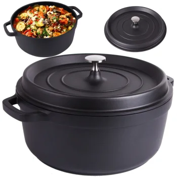 Casserole Roasting Pot with Lid 7L, Non-Stick, Induction & Gas, Black