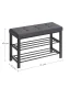 Industrial Shoe Bench with Padded Seat and 2 Shelves for Entryway