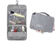 Hanging Travel Toiletry Bag Organizer with Hook and Handle, Grey