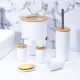 Set of 6 Bathroom Accessories (Brush, Liquid Soap Dispenser, etc.), White