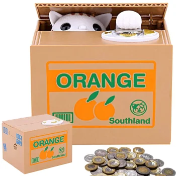 Interactive Cat Piggy Bank, Meowing Coin Stealer