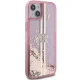 Guess iPhone 15 Plus / 14 Plus Case Liquid Glitter Gold Stripes, Pink