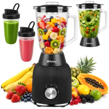 Ruhhy 1200W Countertop Blender with Glass Jug and 2 Bottles